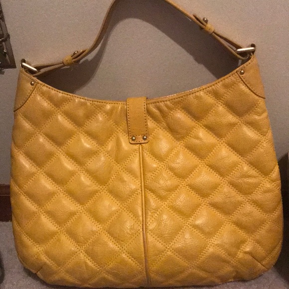 J CREW BOHO MUSTARD YELLOW QUILTED PURSE w/GOLD - Picture 2 of 4